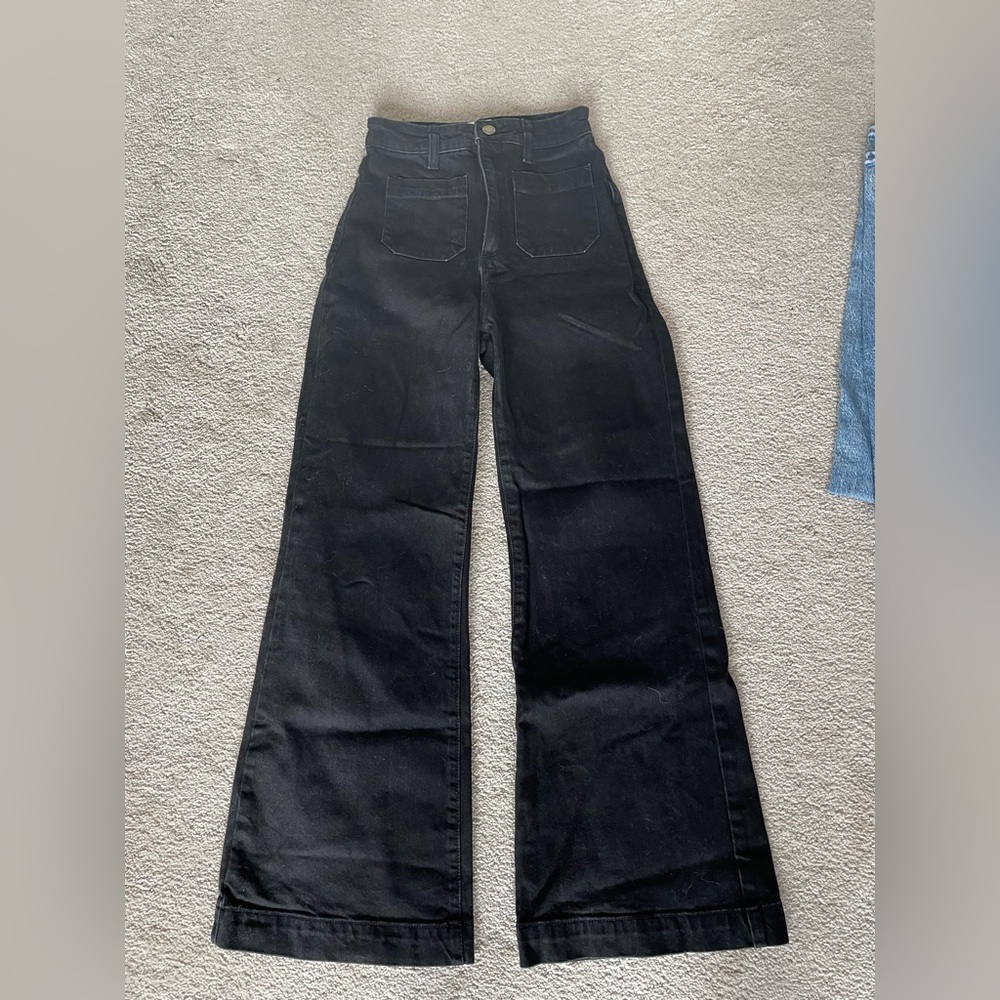 ROLLA'S Black High-Rise Flared Wide-Leg Jeans